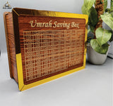 Umrah Saving Box - Wooden Islamic Money Saving Box - 280 Days Hajj & Umrah Savings Box Plan - Daily Halal Pilgrimage Fund Jar - Muslim Gift Idea - Step Closer to Umrah Every Day