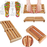 Wooden Foot Massager Roller – Double Foot Reflexology Acupressure Roller for Pain Relief & Relaxation
