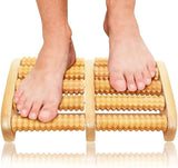 Wooden Foot Massager Roller – Double Foot Reflexology Acupressure Roller for Pain Relief & Relaxation