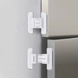 Universal Single Door Fridge / Refrigerator Safety Lock Cabinet Lock For Kids No Drilling Required Non-Locking Fastener Double Buckle Door Latch